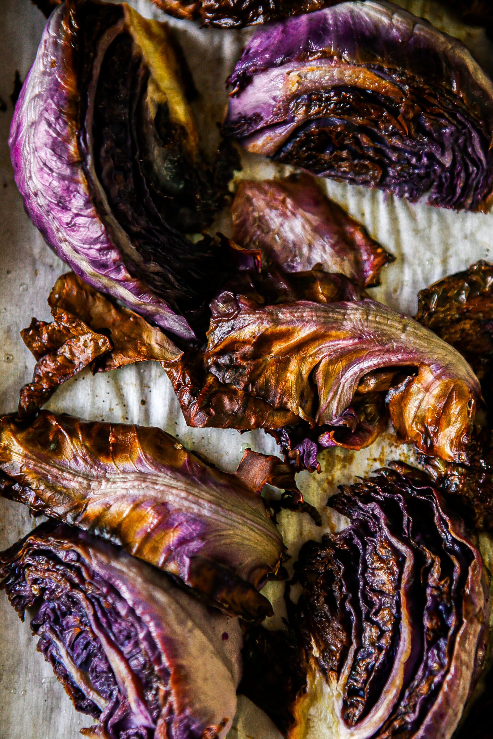 Closeup of roasted cabbage