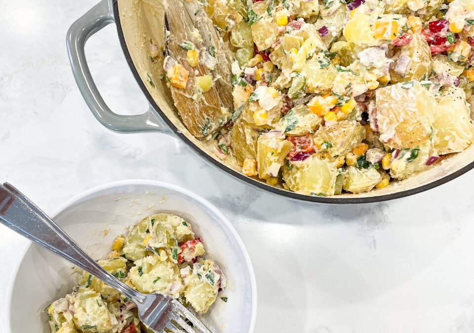 potato salad served with a fork